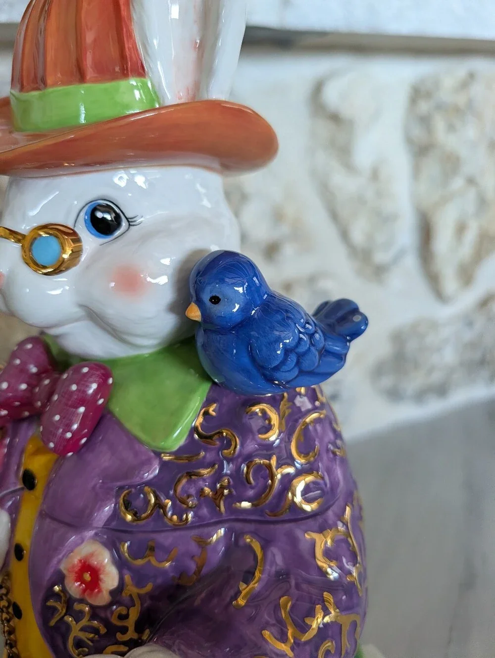 big vintage CHRISTOPHER RADKO dapper hare ceramic bunny rabbit jar